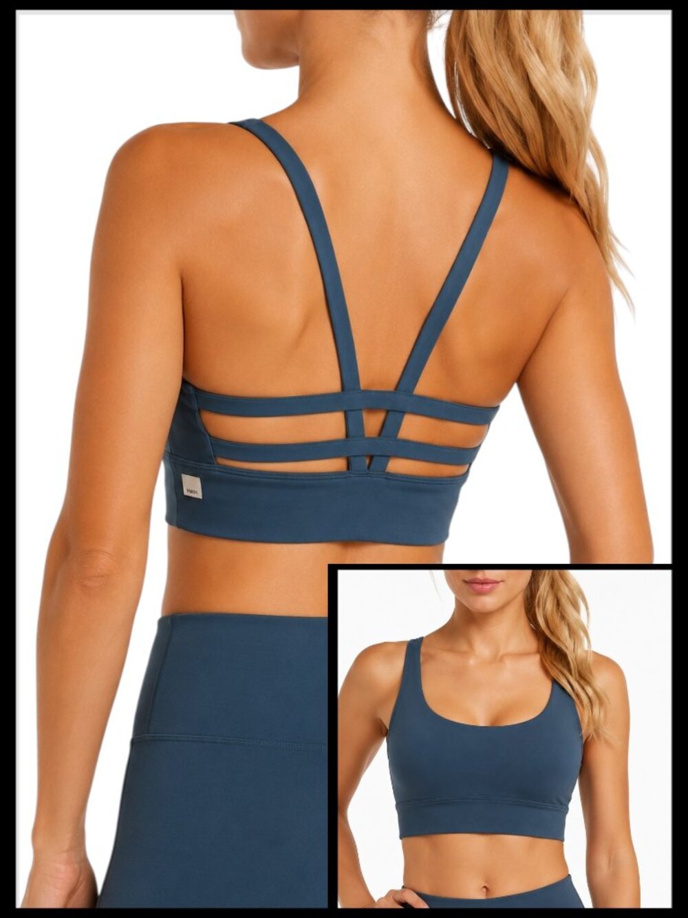 Vuori Yosemite Longline Sports Bra Tidal Teal Strappy Back S